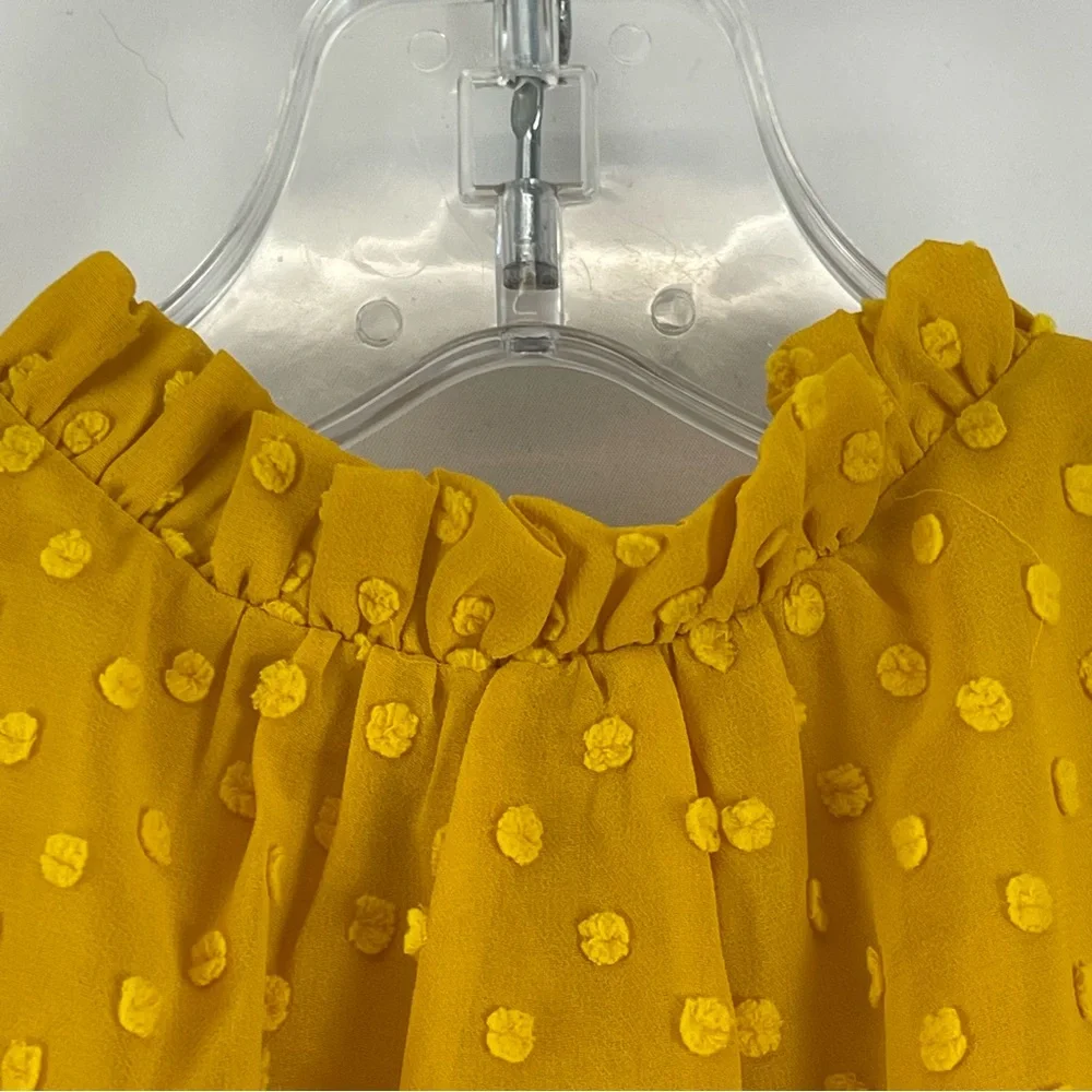 J.Crew Ruffle Swiss Dot Sleeveless Blouse Yellow Mustard XS New NWT Textured Top
